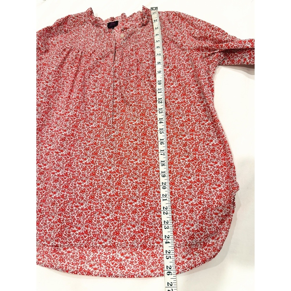 J.Crew Liberty Fabric Red Floral Cotton Blouse Ruffle Neck 10 Cottagecore - Picture 5 of 9